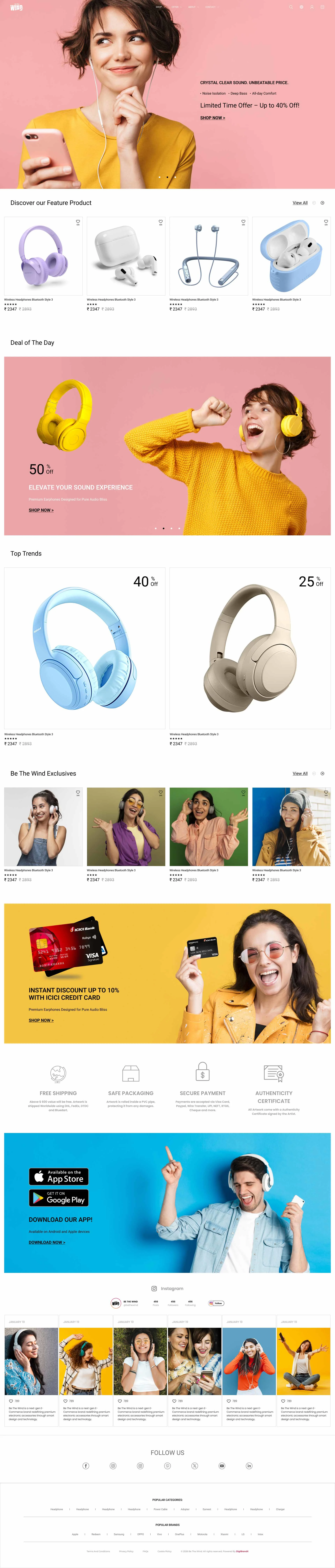 Be The Wind e-commerce website homepage designed by BS Digital Solutions
